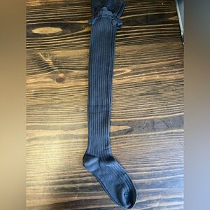 Gray Ribbed Thigh-High Socks